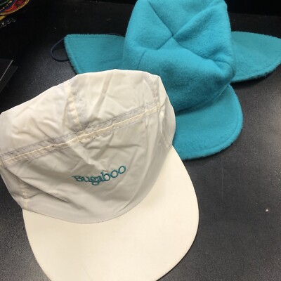 VTG 80'S COLUMBIA BUGABOO 2-1 HAT USA SZ M WHITE TEAL FLEECE LINER CAP (28)