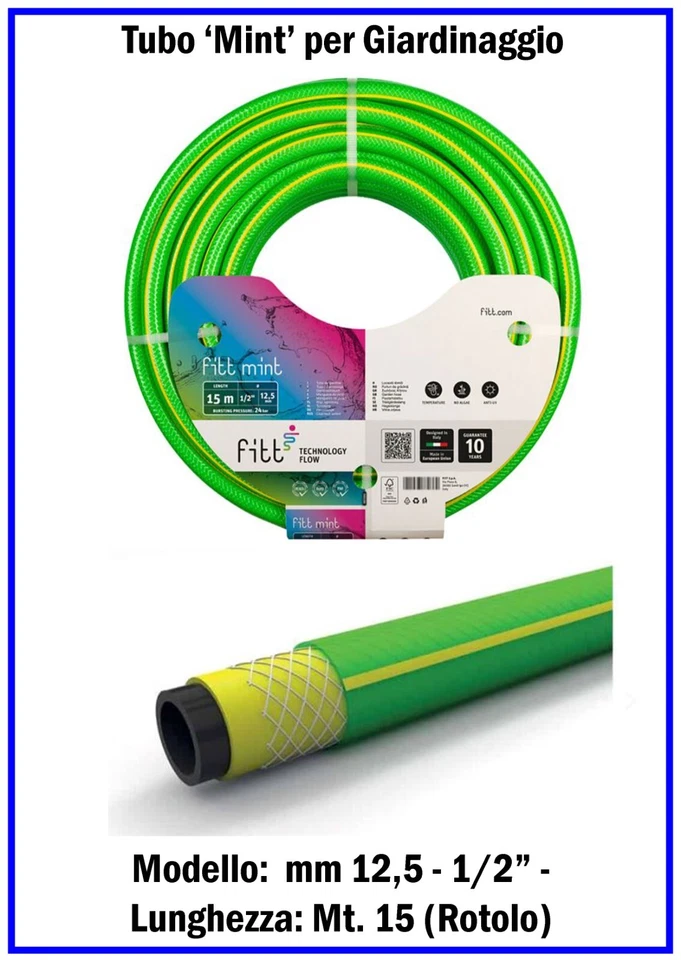 Tubo per Irrigazione Acqua Giardino Gomma a 4 Strati da Giardinaggio 1/2 - 3/4 - Immagine 3 di 4