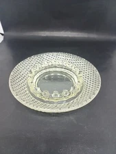 Vintage Round Hobnail Small Bubbles Pronged 16 Cm Clear Glass Ashtray Retro MCM
