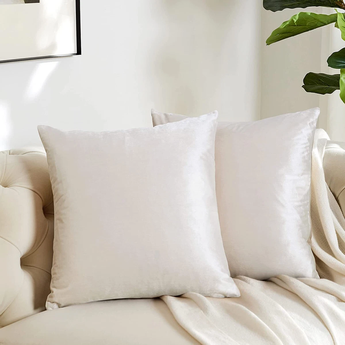 GIGIZAZA Gold Velvet Decorative Throw Pillow Covers for Sofa Bed 2 Pack Soft Cus