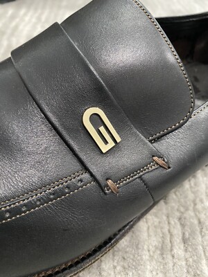 Gucci Black Leather Gold Logo Strap Men’s Loafers Gucci GG Logo Strap Loafers Size 9 Men main image 3