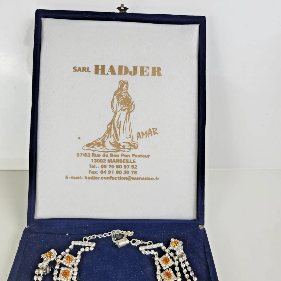 Parure Fête Mariage Collier Bracelet Boucles d'Oreilles Cristaux Métal Argenté - Photo 3/4