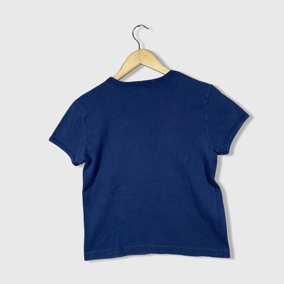 Camiseta De Colección Abercrombie Fitch S/s Para Mujer M Ajustada Azul Marino Floral Y2K Playa Foto 4 de 4