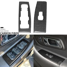Real Carbon Fiber Front Window Lift Switch Panel Cover For Ford Taurus 2013-2019
