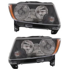 Driver and Passenger Side Headlights For Jeep Compass 2013-2017 Halogen w/ Bulbs