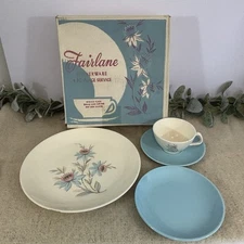 Vintage MCM Steubenville Pottery Fairlane Dinnerware 4 Piece Place Service