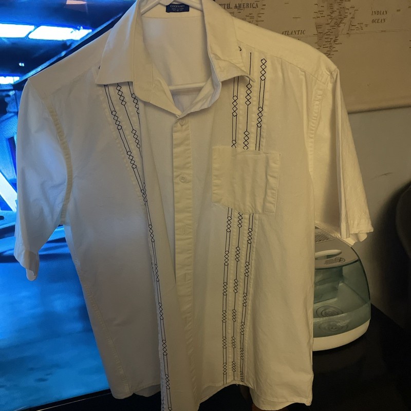 Men’s Shirt , Coofandy Brand. Gauyabera , Ivory , S/S , Cotton, Chest Pocket