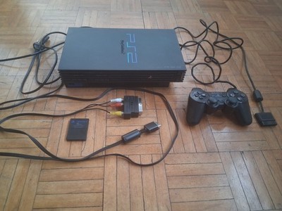Sony Playstation 2 Ps2 schwarz fat mit Controller + Memory Card original retro