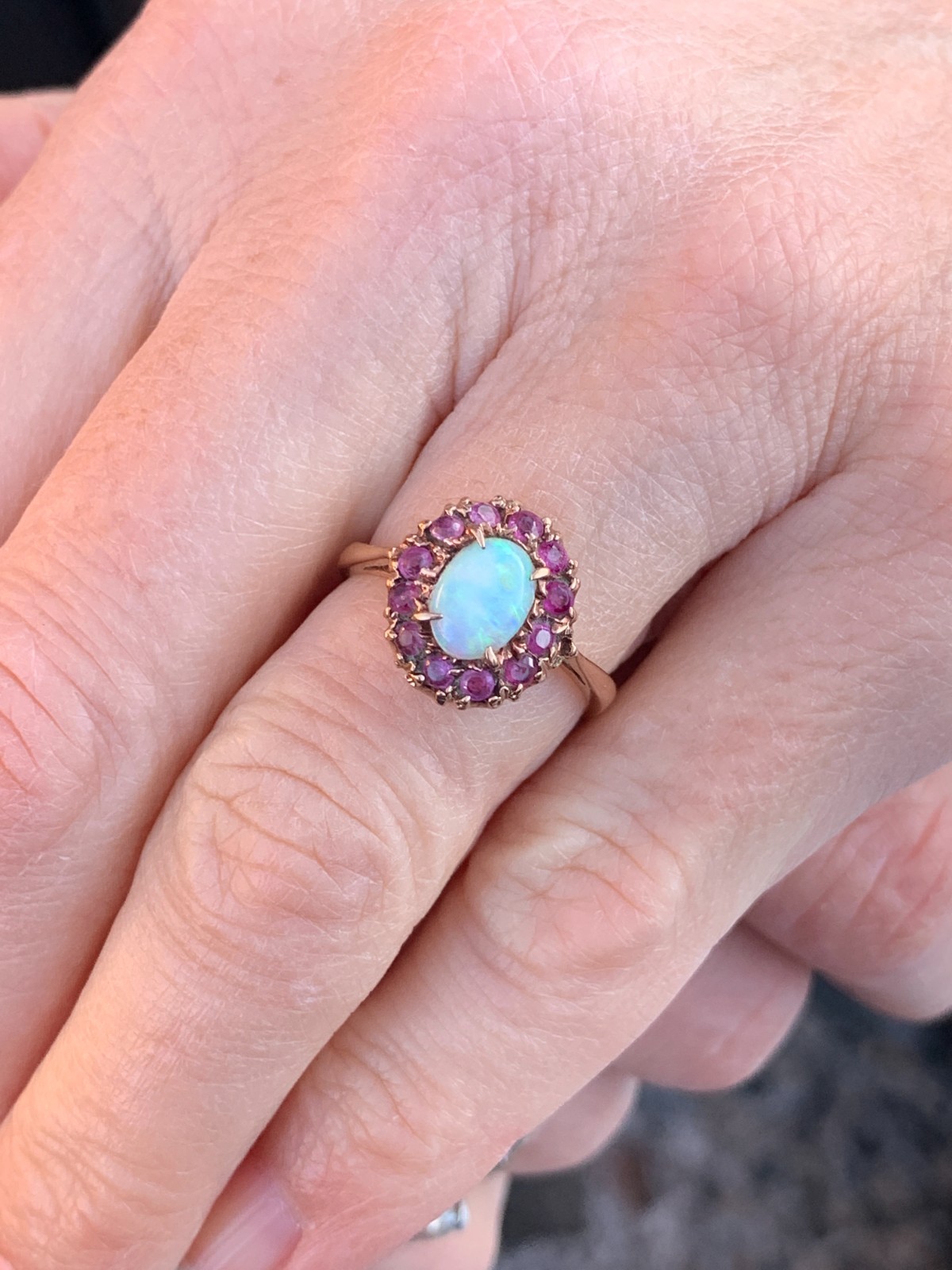 9ct gold ruby opal ring antique - image 6