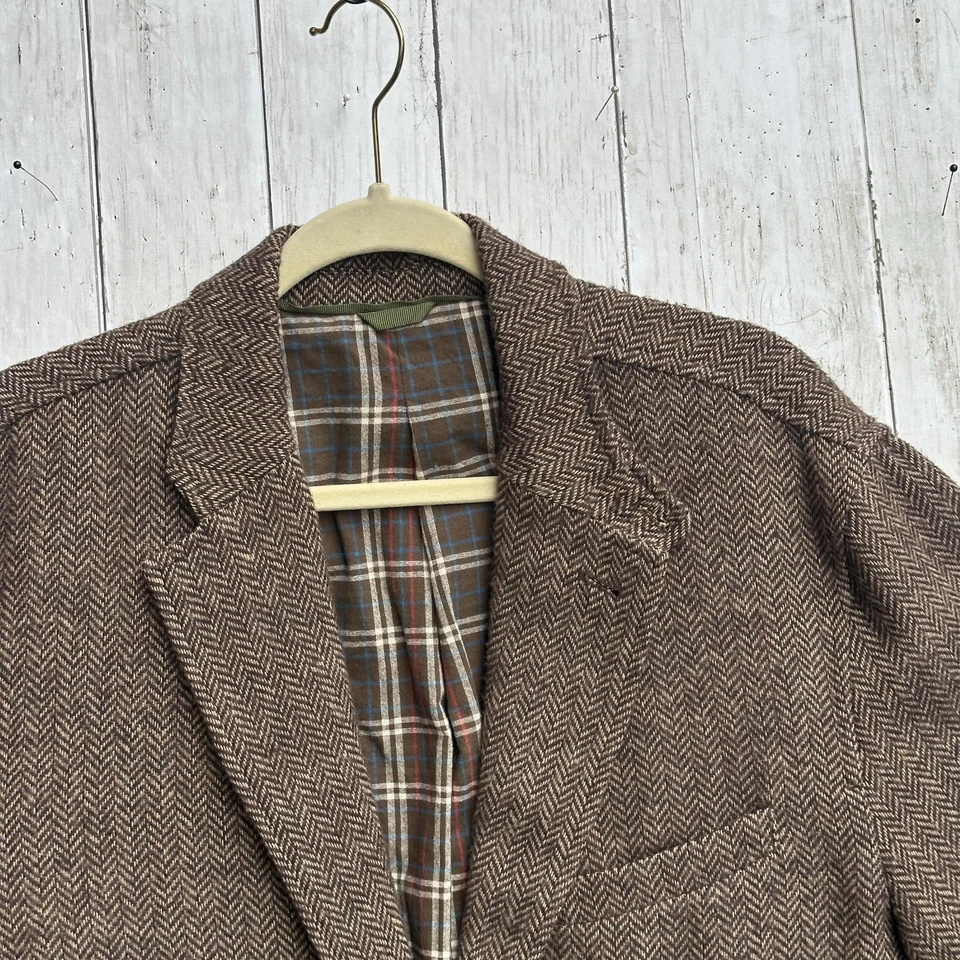 Blazer The Territory Ahead Para Hombres Grande Marrón Espiga Tweed Chaqueta Forrada a Cuadros Foto 2 de 4