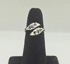 Vintage Siam Sterling Silver Bypass Ring White Enamel Flowers Tulip Sz 6