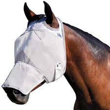 Cashel Crusader Horse Fly Mask with Long Nose, Grey