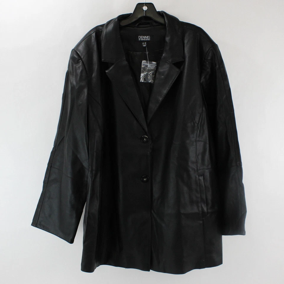 Dennis Basso Regular Luxe Kunstlederjacke Schwarz 3X Plus Longarm - Bild 1 von 4