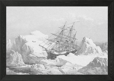 Ship Stuck in Arctic Ice Framed Wall Art Poster Canvas Print Picture