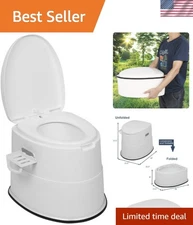 Compact White Portable Toilet with Detachable Bucket & Paper Holder for Camping