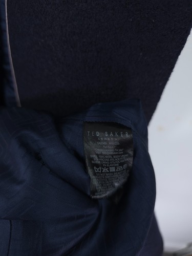 Abrigo Ted Baker Chelsyy Talla 2 UK 10 Azul Marino Lana Largo Invierno Chaqueta con Cinturón - Imagen 5 de 12