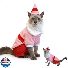 Dog Elf Christmas Outfit with Cap, Funny Party Cosplay Winter War