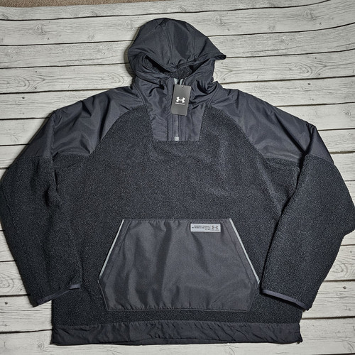 Under Armour Men's 2XL Mission Jacket Anorak 1/4 Zip Pullover Boucle Hoodie NWT