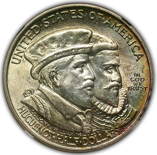 1924 Huguenot Silver Commemorative Half Dollar NGC MS-66 CAC- Lusterous - Picture 2 of 4