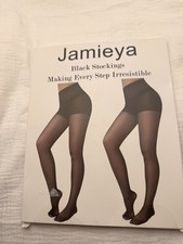 Jamieya 2 Pairs Black Sheer Tights, Control Top Size Large Black Brand New