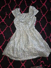 B Darlin Silver Sequin Sparkle Dress Womens 9/10 Party Glitter Cocktail Prom
