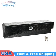 48"x13"x13" Black Aluminum Side Mount Tool Box Pickup Trailer Truck Storage+Lock