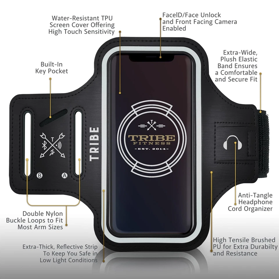 TRIBE Water Resistant Cell Armband Case Running Holder for iPhone Pro Max Plu... - Image 3 of 4