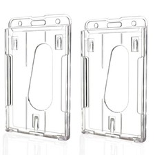 2 Pack Hard Plastic Badge Holders Heavy Duty Clear ID Credit Card Protector
