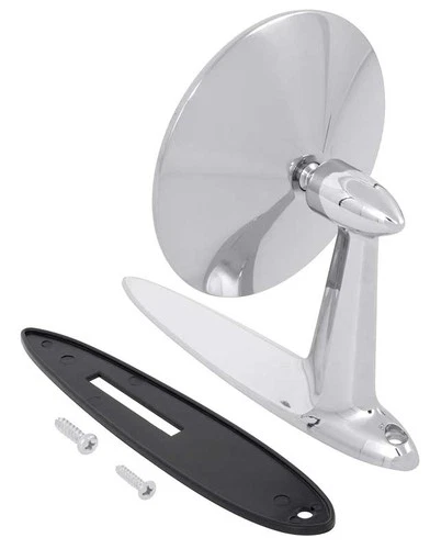 1955-57 Chevy Bel Air 150 210; Outer Door Mirror; Convex Shaped; Chrome; RH or