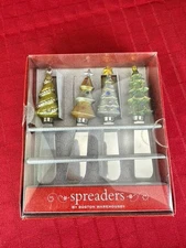 4 Boston Warehouse spreaders Cheese knife Spreader Christmas Tree Holiday Set