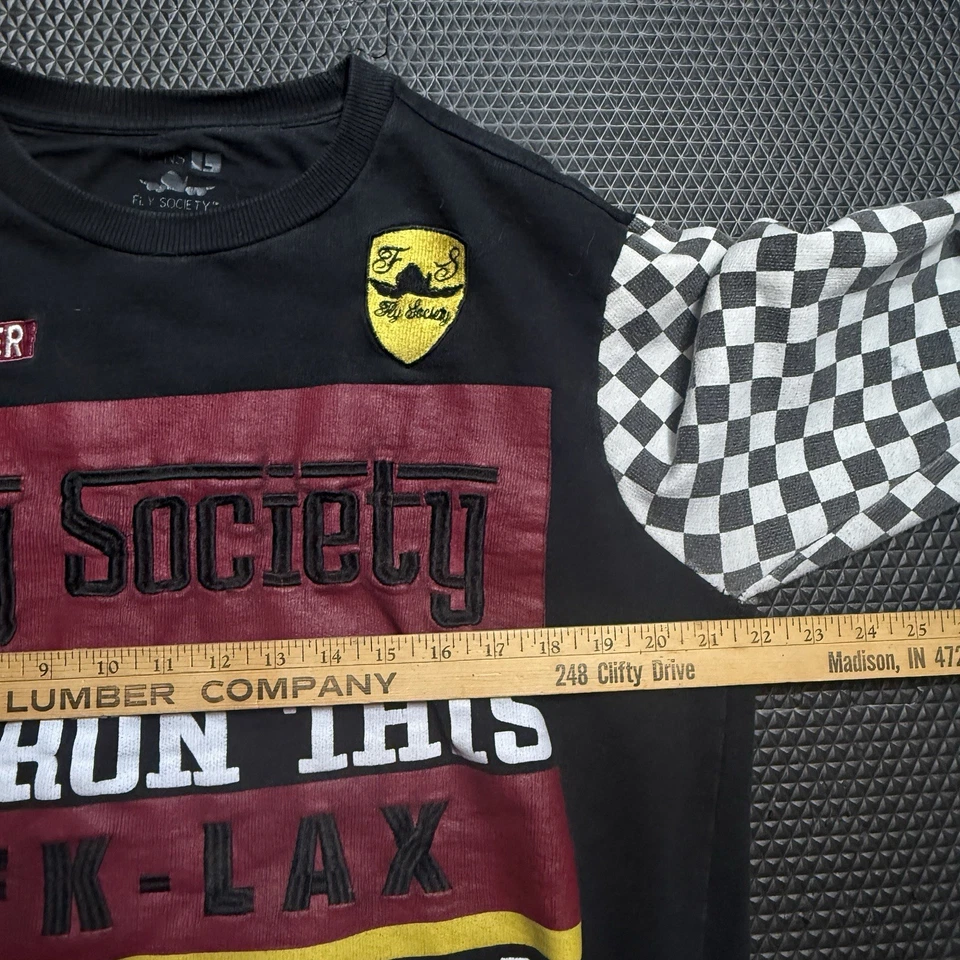 Fly Society We Run This JFK‐LAX Sudadera Cuello Redondo Mangas a Cuadros Talla M/L Foto 4 de 4