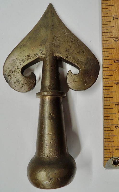 Antique Solid Brass 8” Spade Flag Flagpole Finial Topper 
