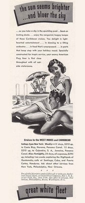 1940 Great White Fleet: Sun Seems Brighter, Bluer the Sky Vintage Print Ad