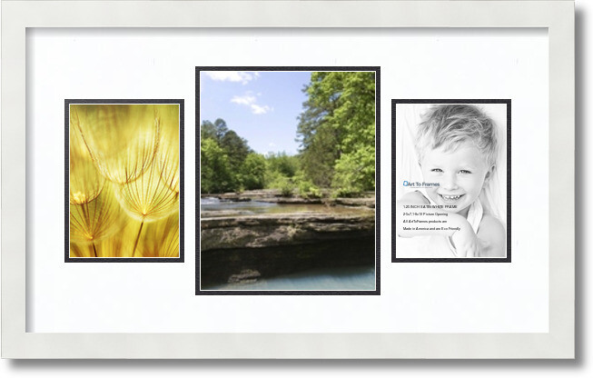 ArtToFrames Collage Photo Frame Double Mat With 1-4x5, 4x4 And 3-3x5 And 8-3x3 And 23-3x4 Openings With Satin Black Frame And French Creme Mat