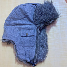 Trapper Aviator Ear-Flaps Hat Boys Big Kids Gray Pocket Faux-Fur Winter Cotton