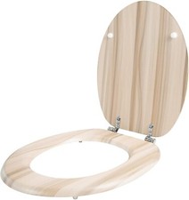 NEW 18" MDF WOODEN TOILET SEAT UNIVERSAL BATHROOM WC EASY FIT + FITTINGS W/C UK