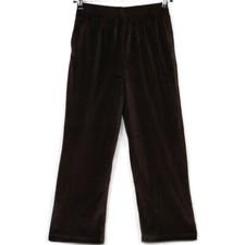 Alfred Dunner Womens Velour Pants Brown Petite 10 X 27 10P Stretch Elastic Waist