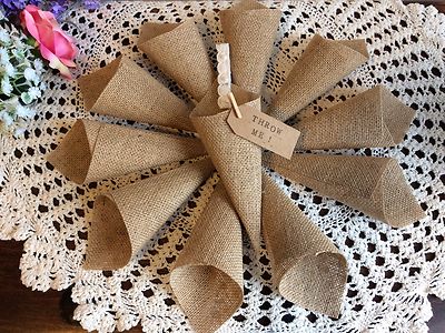 Empty Hessian Confetti Cones Hessian Wedding Favours Barn Wedding