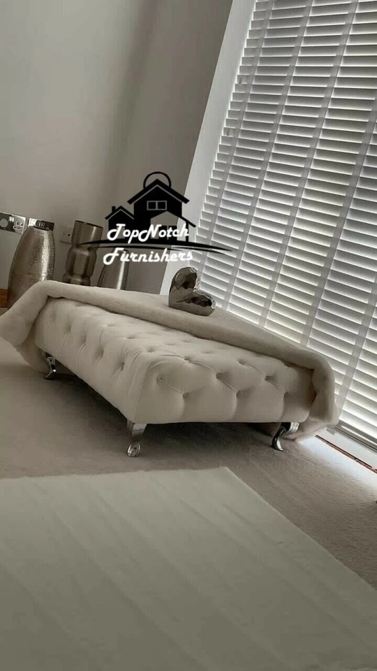 Chesterfield Footstool /Coffee Table In Plush/ crushed Velvet Fabric. - Image 2 of 4