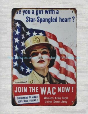 Are you a girl With a Star-Spangled heart women American flag metal tin sign