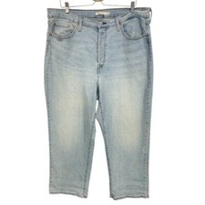 Levi's Ribcage Straight Leg Light Wash Stretch Denim Jeans Size 18W Womens
