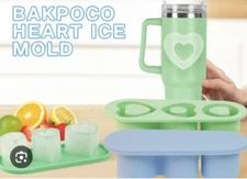 Heart Ice Cube Tray Silicone With Lid – Light Green Cute  Mold Fits Stanley Cup