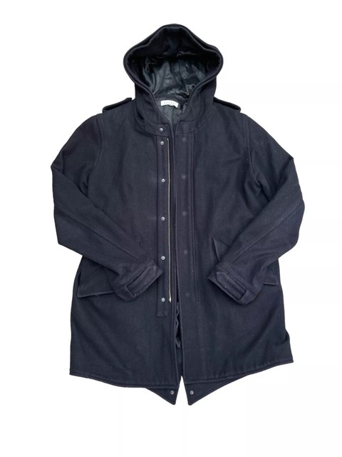 Sandro  Navy Wool Parka Coat  Size L fits M