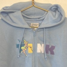 Disney Tink Tinkerbell Hoodie Jacket Adult Size M NWT Blue Zip Embroidered S1