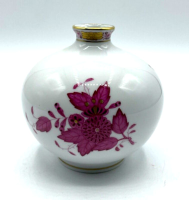 Herend Porzellan Vase APPONYI PURPUR handbemalt  7088/AP 1. WAHL H ca. 11 cm