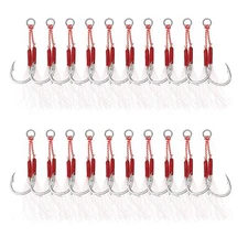 Double Fishing Assist Hooks Kit 20 Pcs Glow Jigging Hook Slow Fast Fall Jigs ...