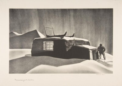 #ad Communing with Nature – Rockwell Kent 1934 Art Print – Cabin in Snow Engraving $87.00