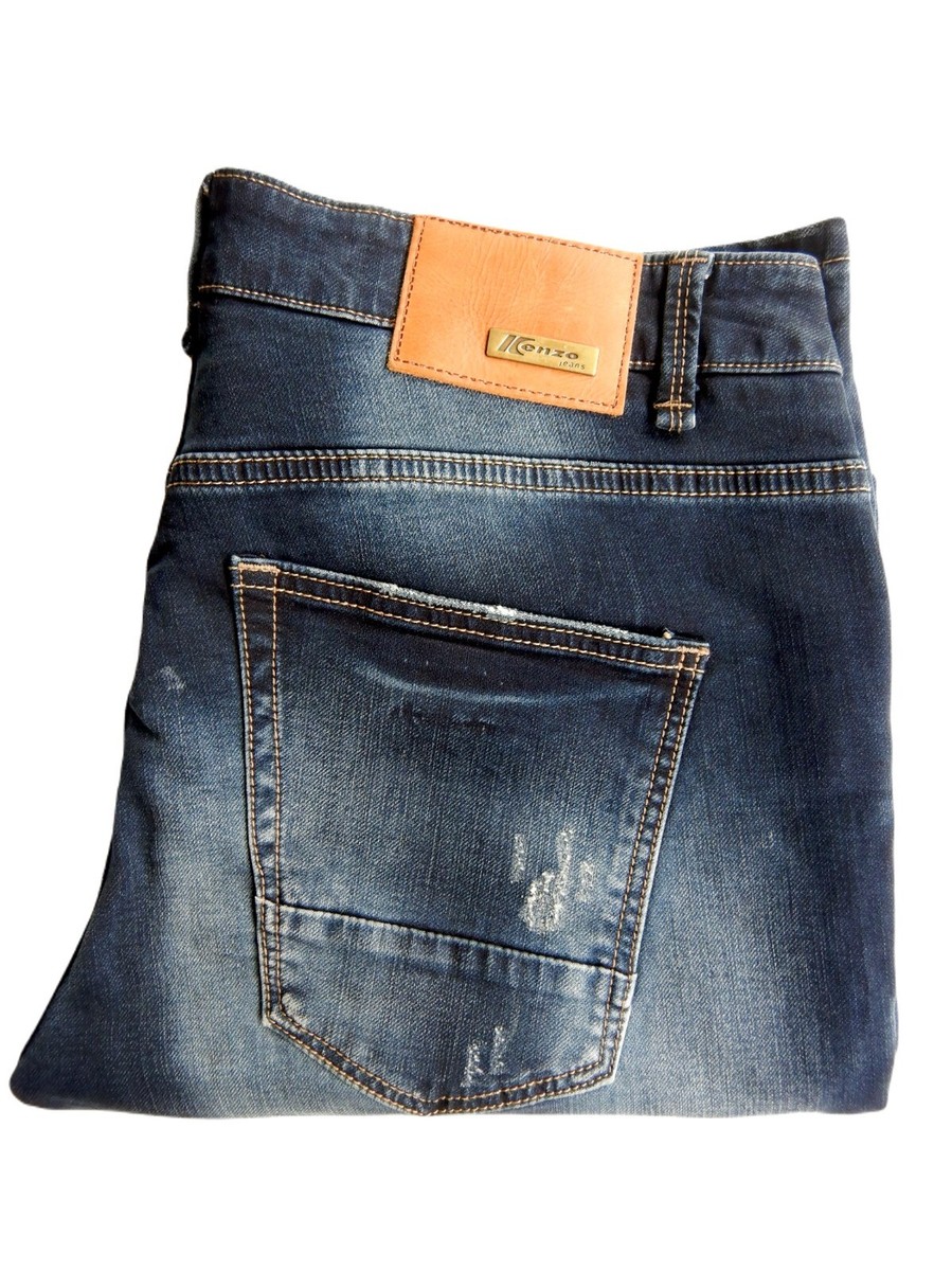 Kenzo Paris Men's Designer Cotton Blue Denim Jeans - Size 36 Leg 34 View 2