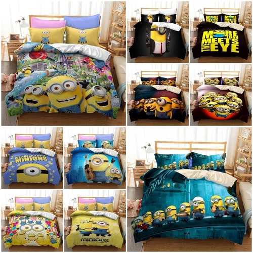 Minions Cartoon Donna Duvet Cover Bedding Set Pillowcases Single Double Queen - Bild 1 von 32