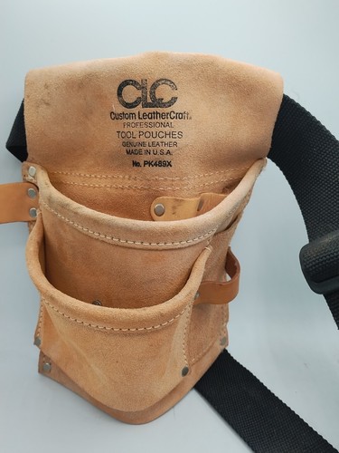 Work Gear CLC LEATHER H/D 3 Pocket Nail & Tool Bag W/ Polyweb Belt Adjustable - Picture 2 of 7